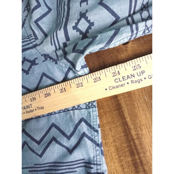 Modern Amusement Mens Long Sleeve Button-Up Shirt Blue Geometric Pattern Size L - Picture 5 of 6